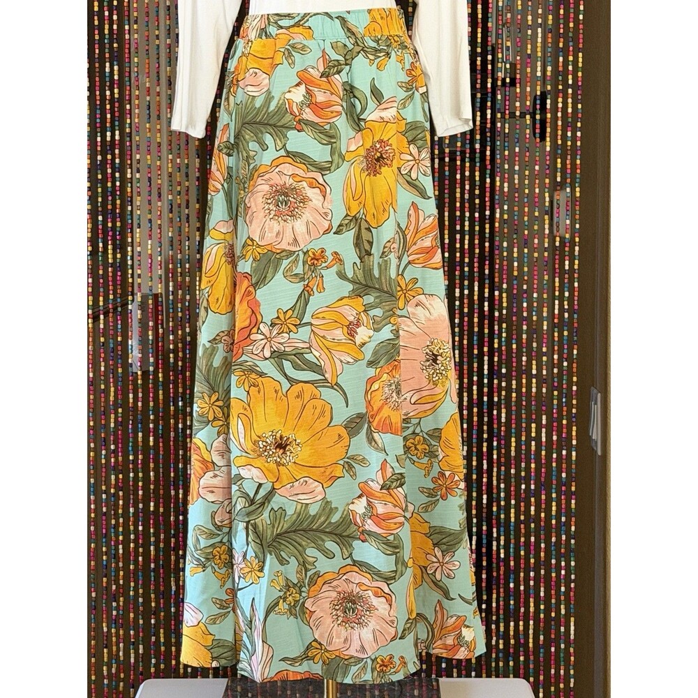 Lane Bryant Printed Maxi Skirt NWT Womens Plus Size Stretch Elastic Waist Boho